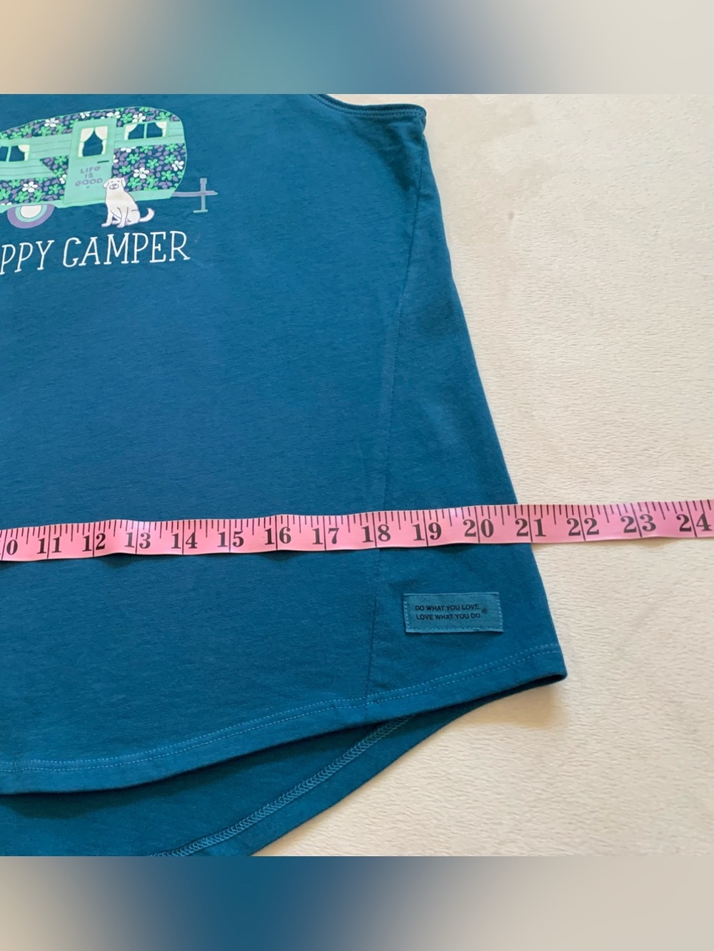 LIFE IS GOOD 100% cotton Persian blue “HAPPY CAMPER” crusher tank size mediumNWT - Picture 9 of 11